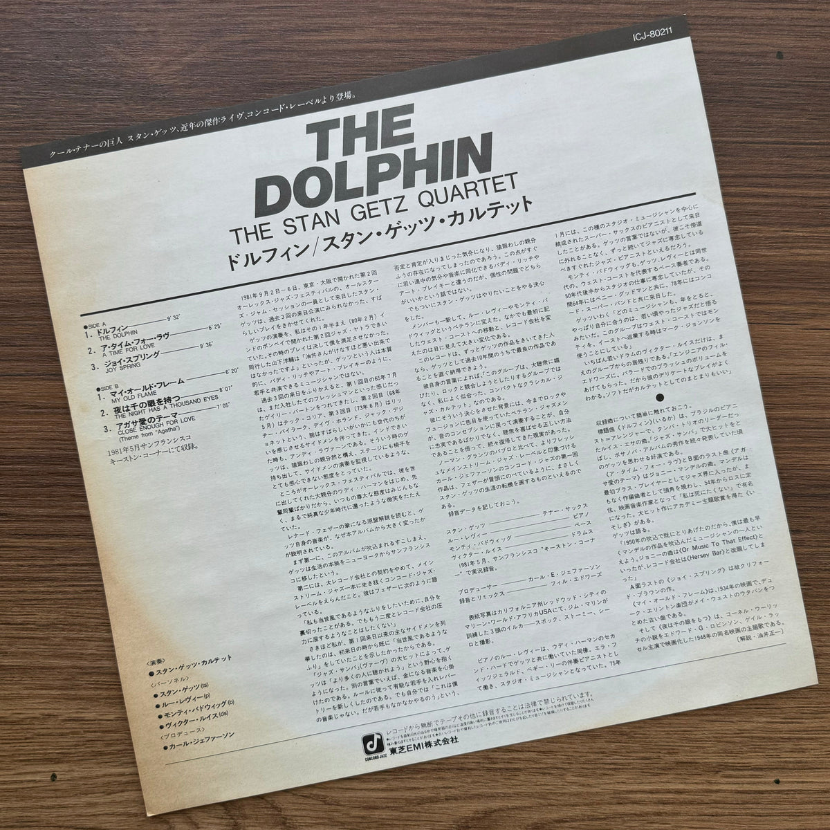 The Stan Getz Quartet – The Dolphin 33'lük LP PLAK Japan Vinyl