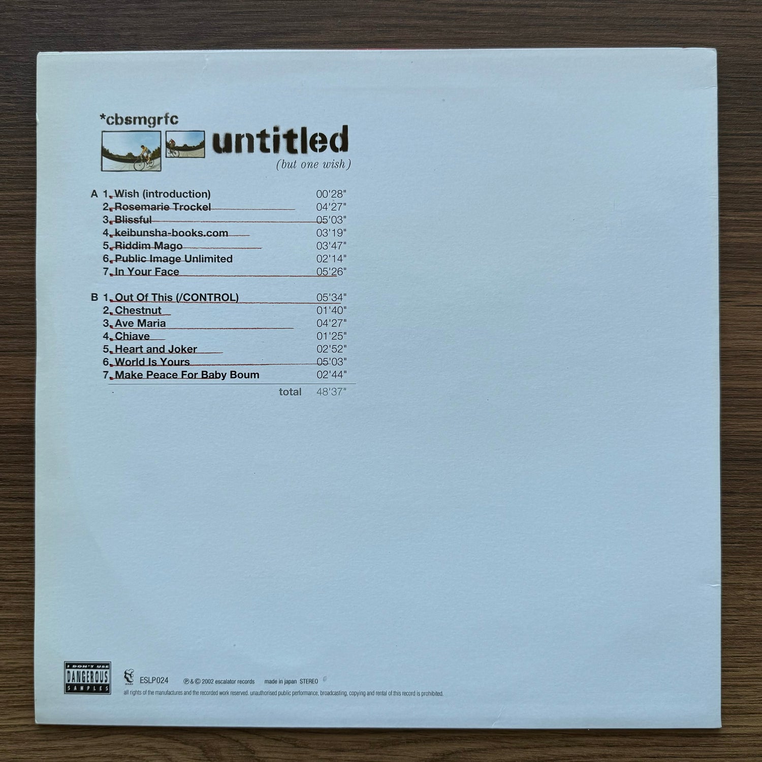 Cbsmgrfc – Untitled (But One Wish) 33'lük LP PLAK Japan Vinyl