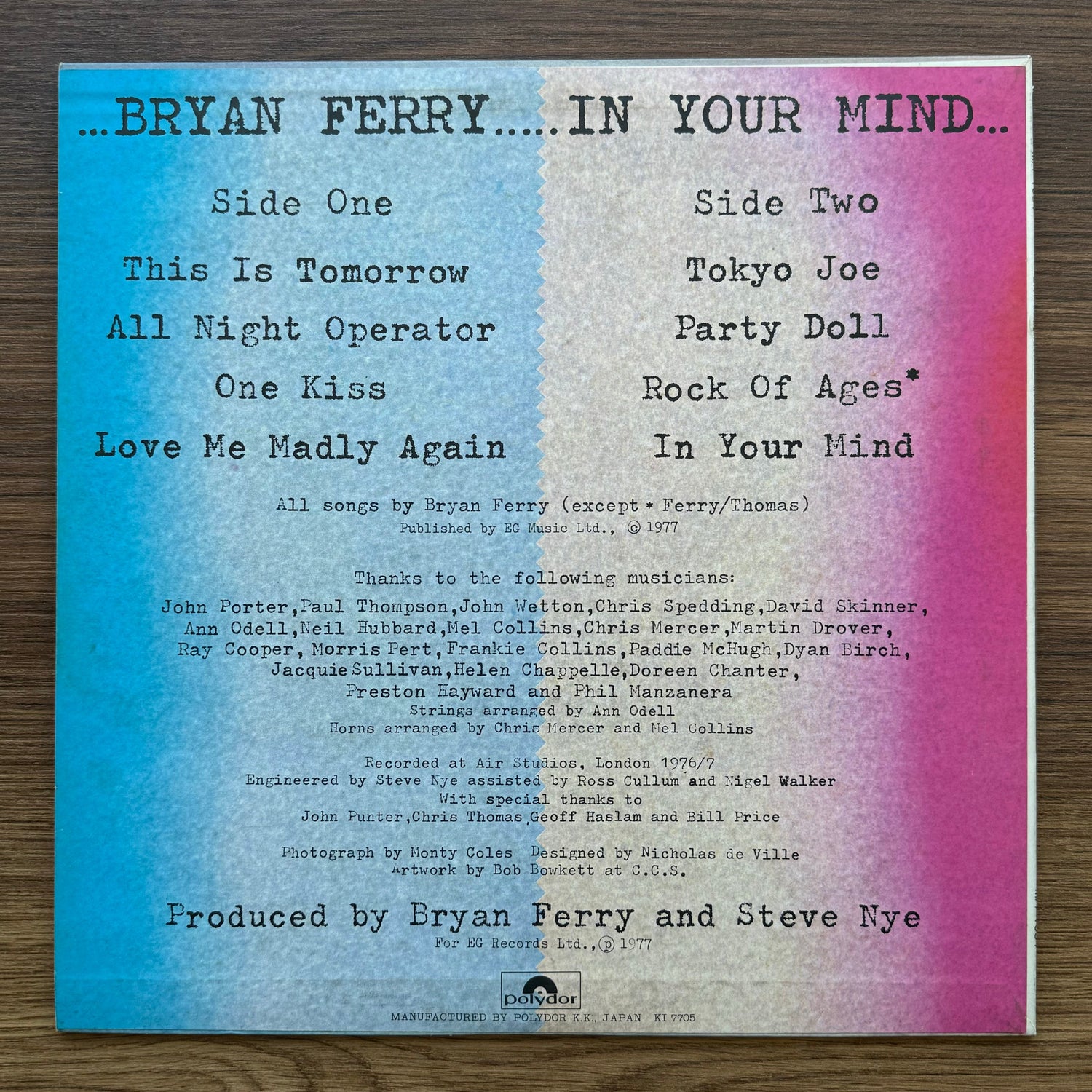 Bryan Ferry – In Your Mind 33'lük LP PLAK Japan Vinyl
