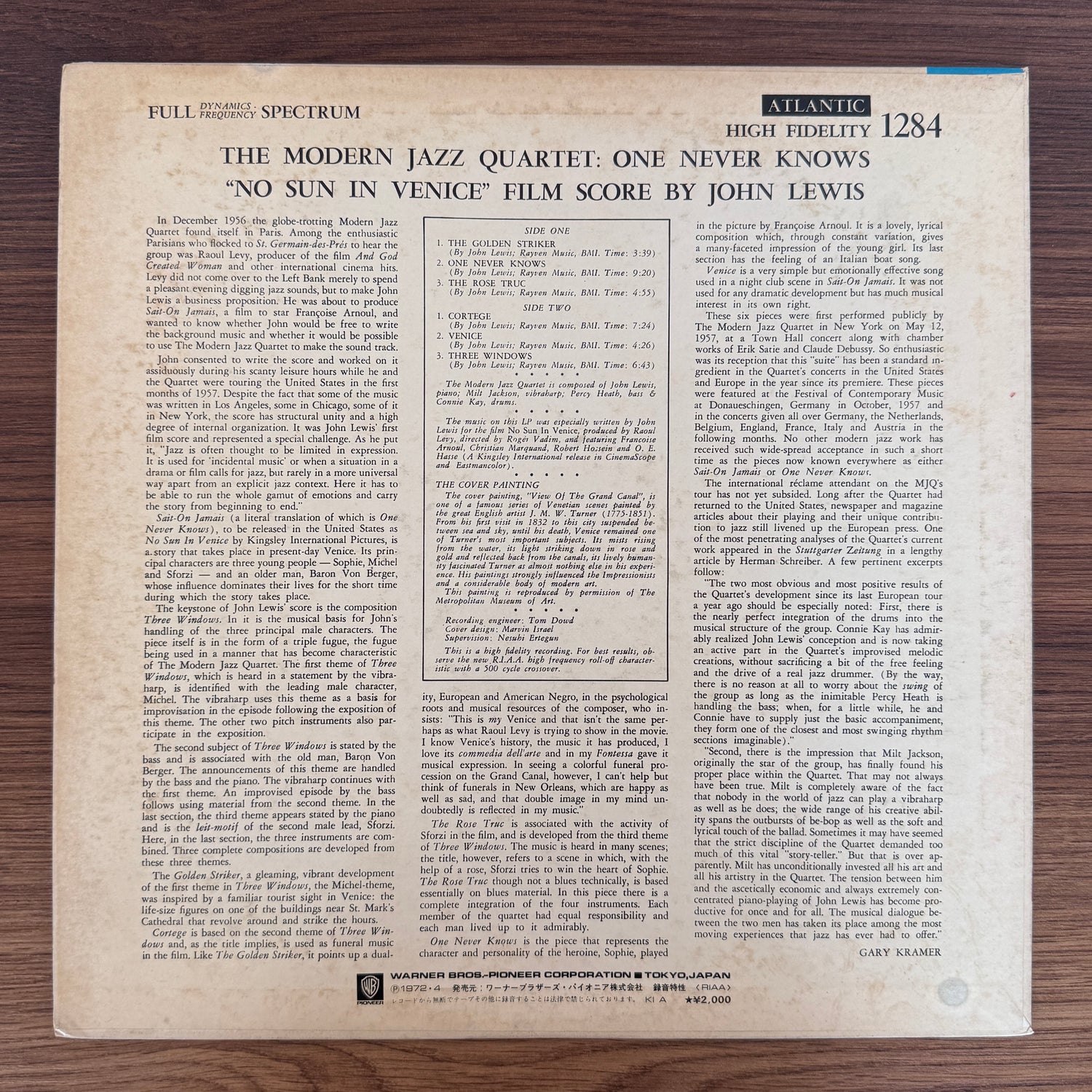 The Modern Jazz Quartet – No Sun In Venice
