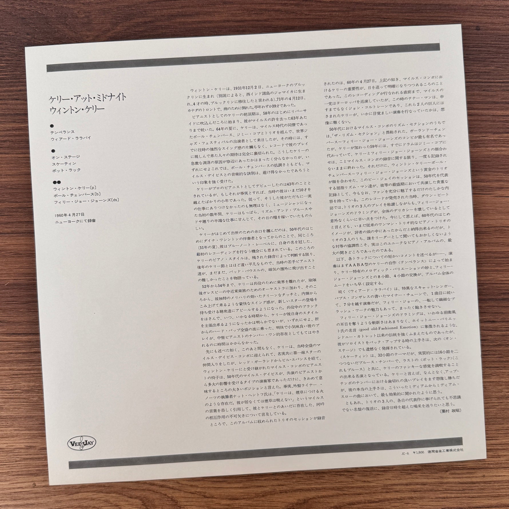 Wynton Kelly – Kelly At Midnite Japan Vinyl