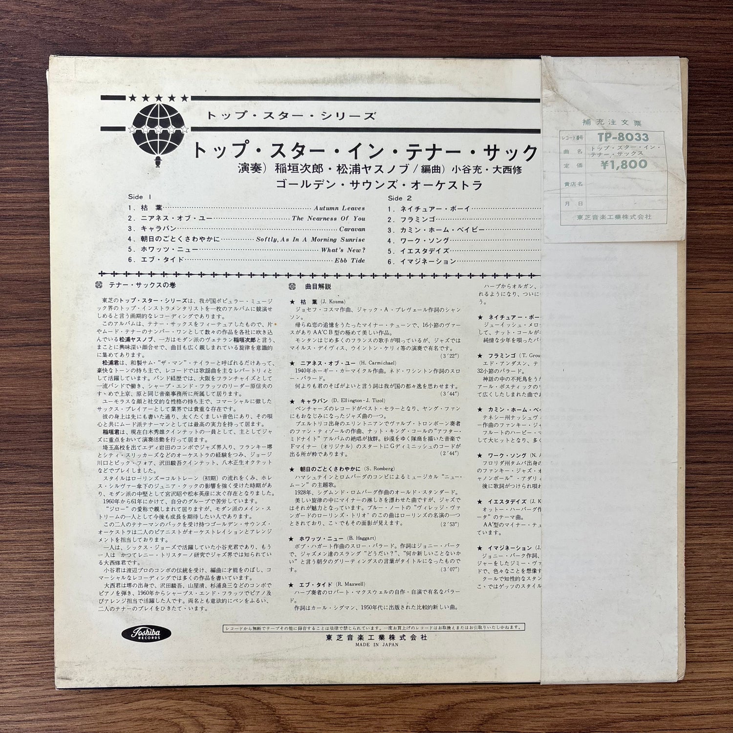 Jiro Inagaki, Yasunobu Matsuura, Golden Sounds Orchestra – Top Stars In Tenor Sax