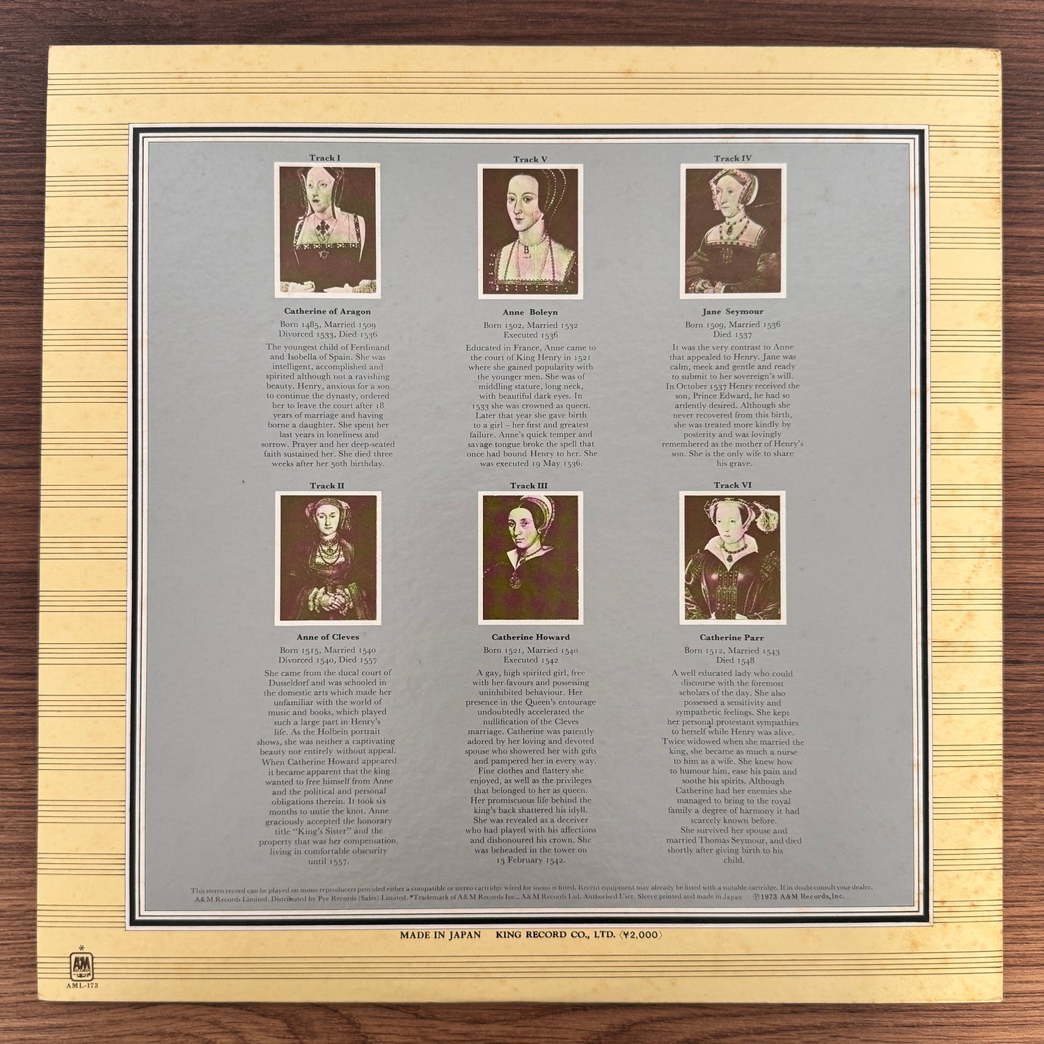 Rick Wakeman – The Six Wives Of Henry VIII Japan Vinyl