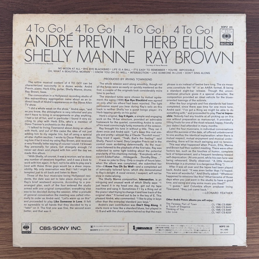 Andre Previn / Herb Ellis / Shelly Manne / Ray Brown – 4 To Go!