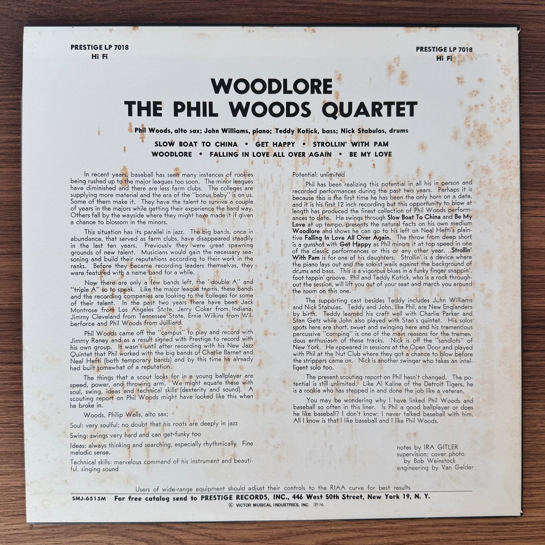 Phil Woods Quartet – Woodlore Japan Vinyl
