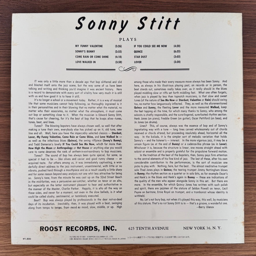 Sonny Stitt – Sonny Stitt Plays Arrangements From The Pen Of Quincy Jones