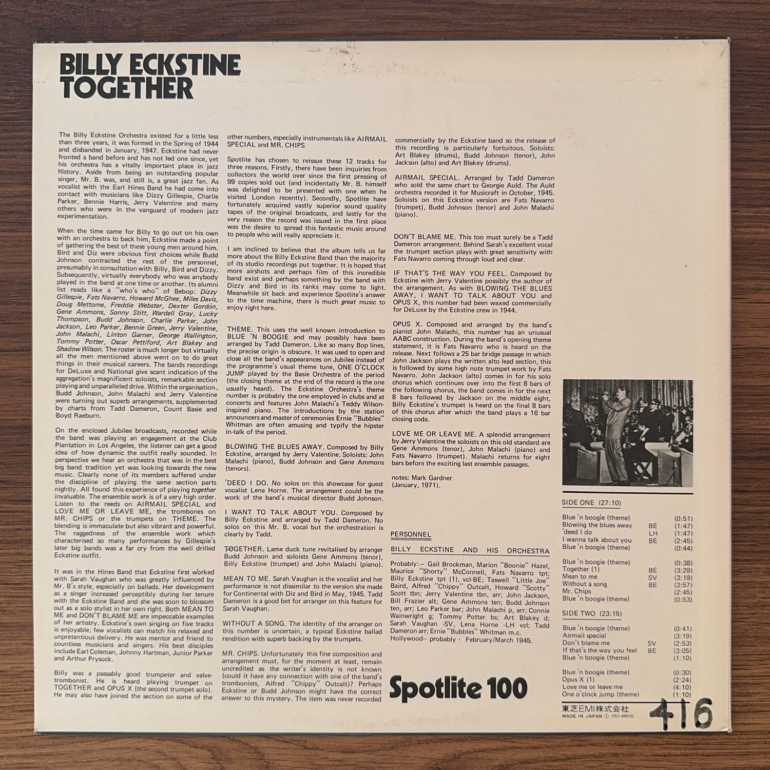 Billy Eckstine And His Orchestra – Billy Eckstine Together