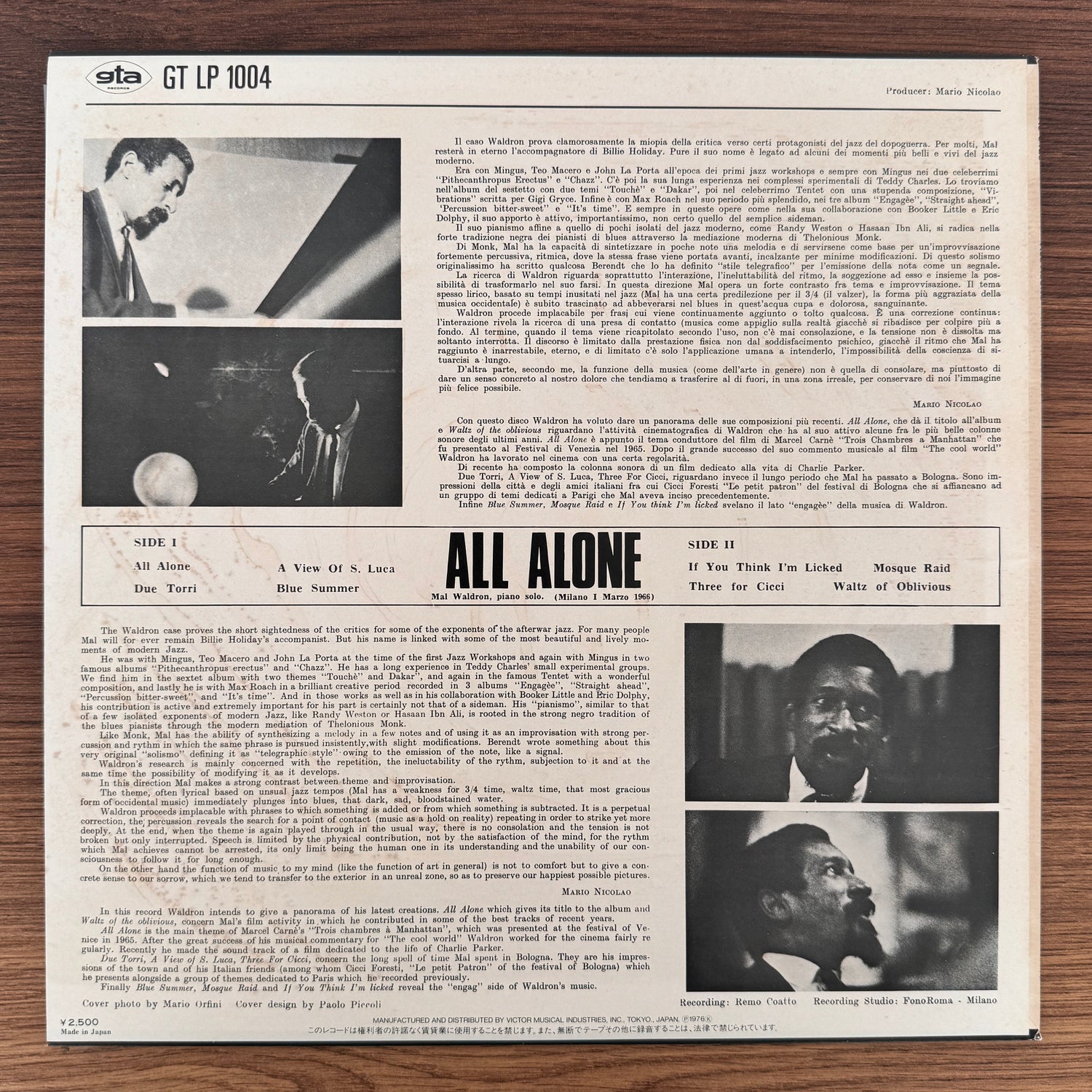 Mal Waldron – All Alone Japan Vinyl