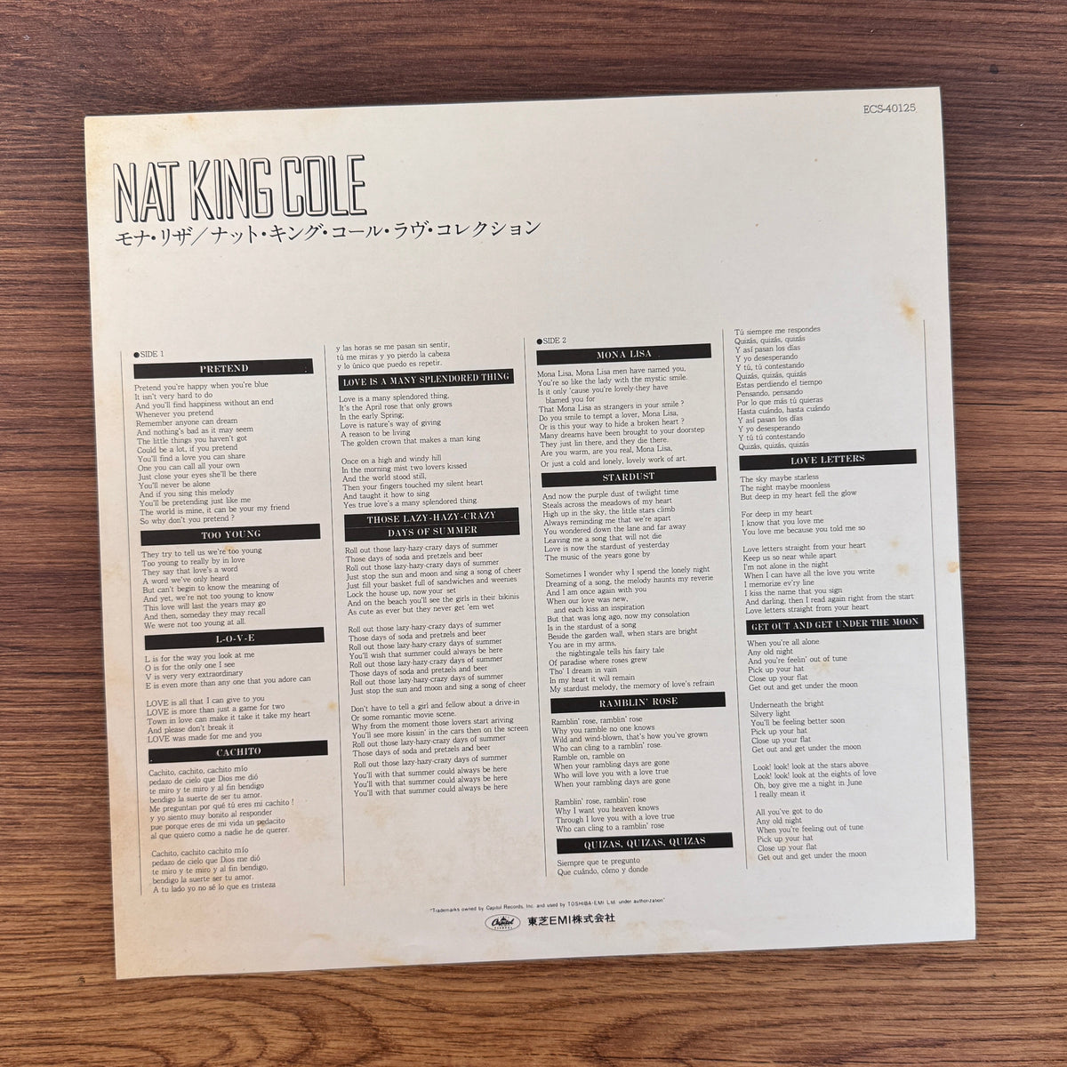Nat King Cole – Mona Lisa Only Japan Vinyl