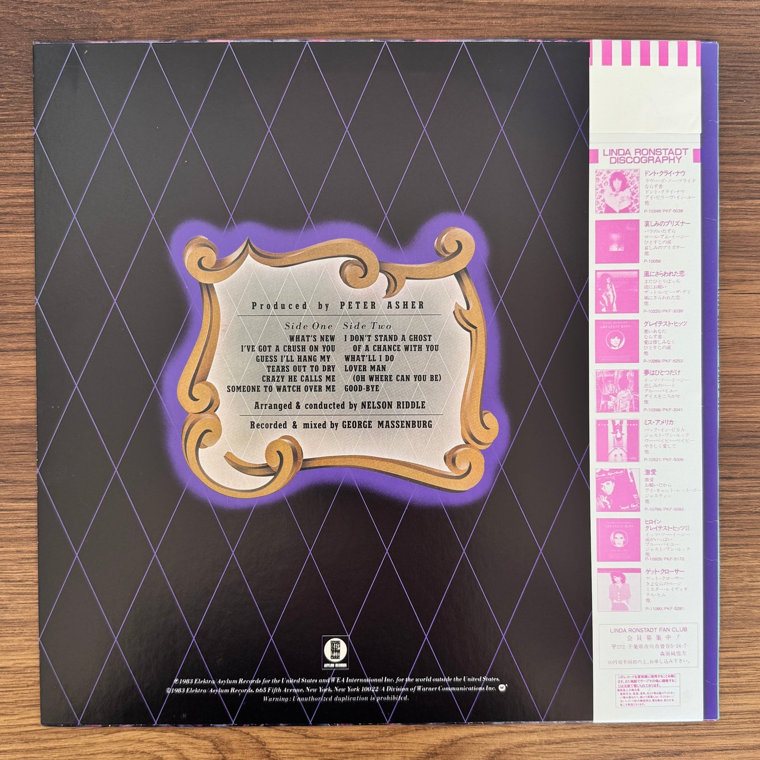 Linda Ronstadt & The Nelson Riddle Orchestra – What's New Japan Vinyl