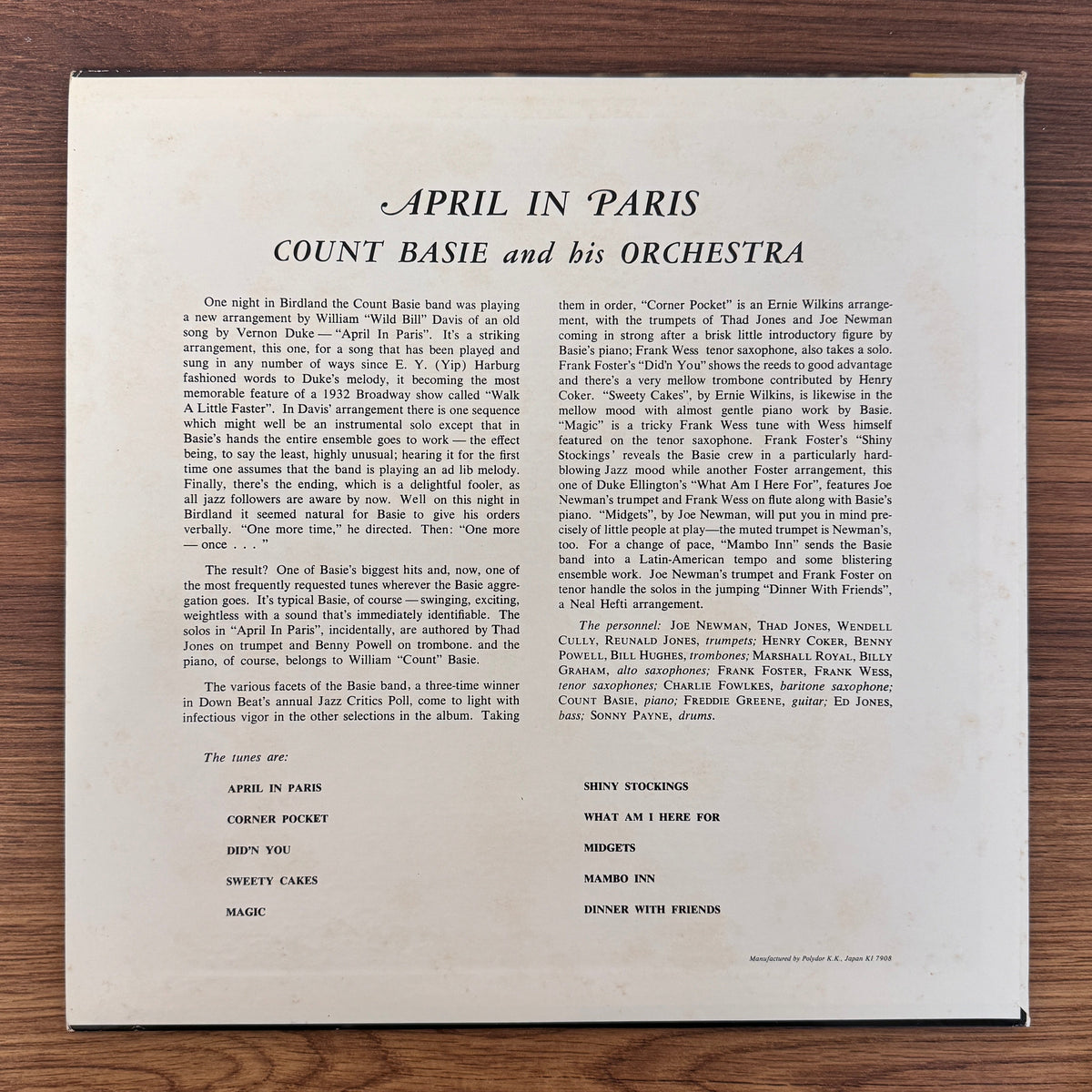 Count Basie And His Orchestra – April In Paris Only Japan Vinyl