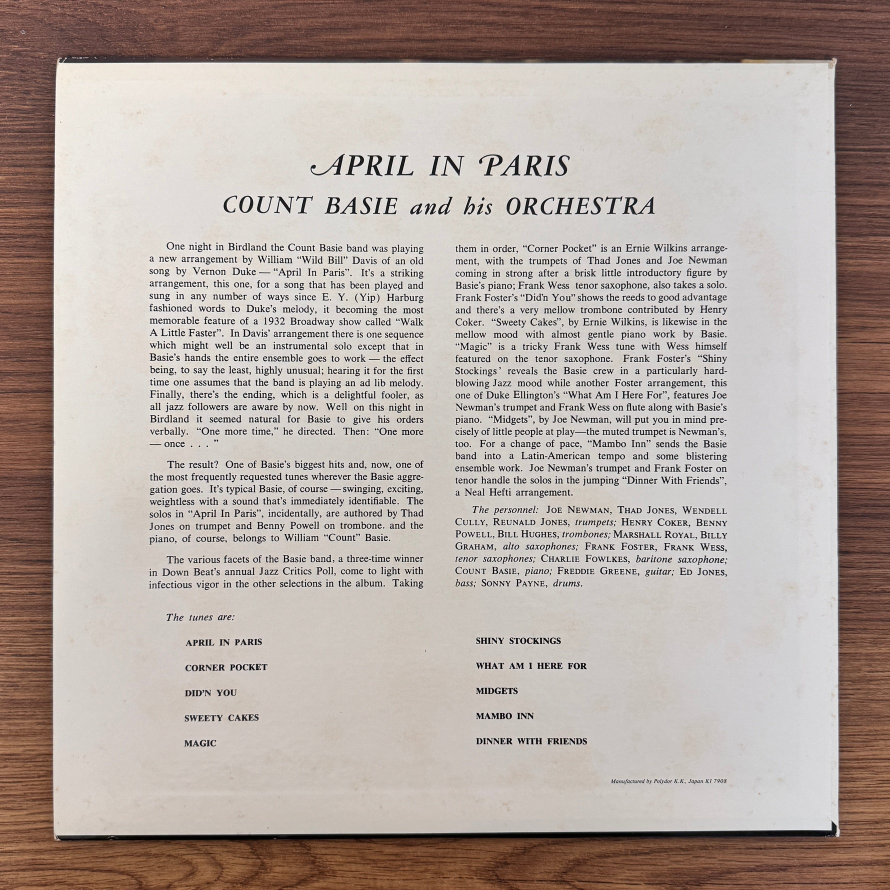 Count Basie And His Orchestra – April In Paris Only Japan Vinyl