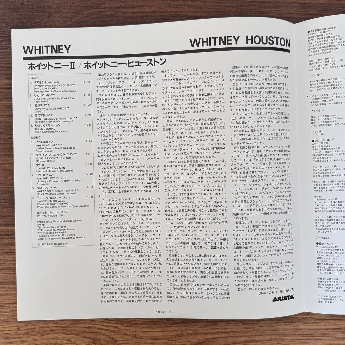 Whitney Houston – Whitney Japan Vinyl