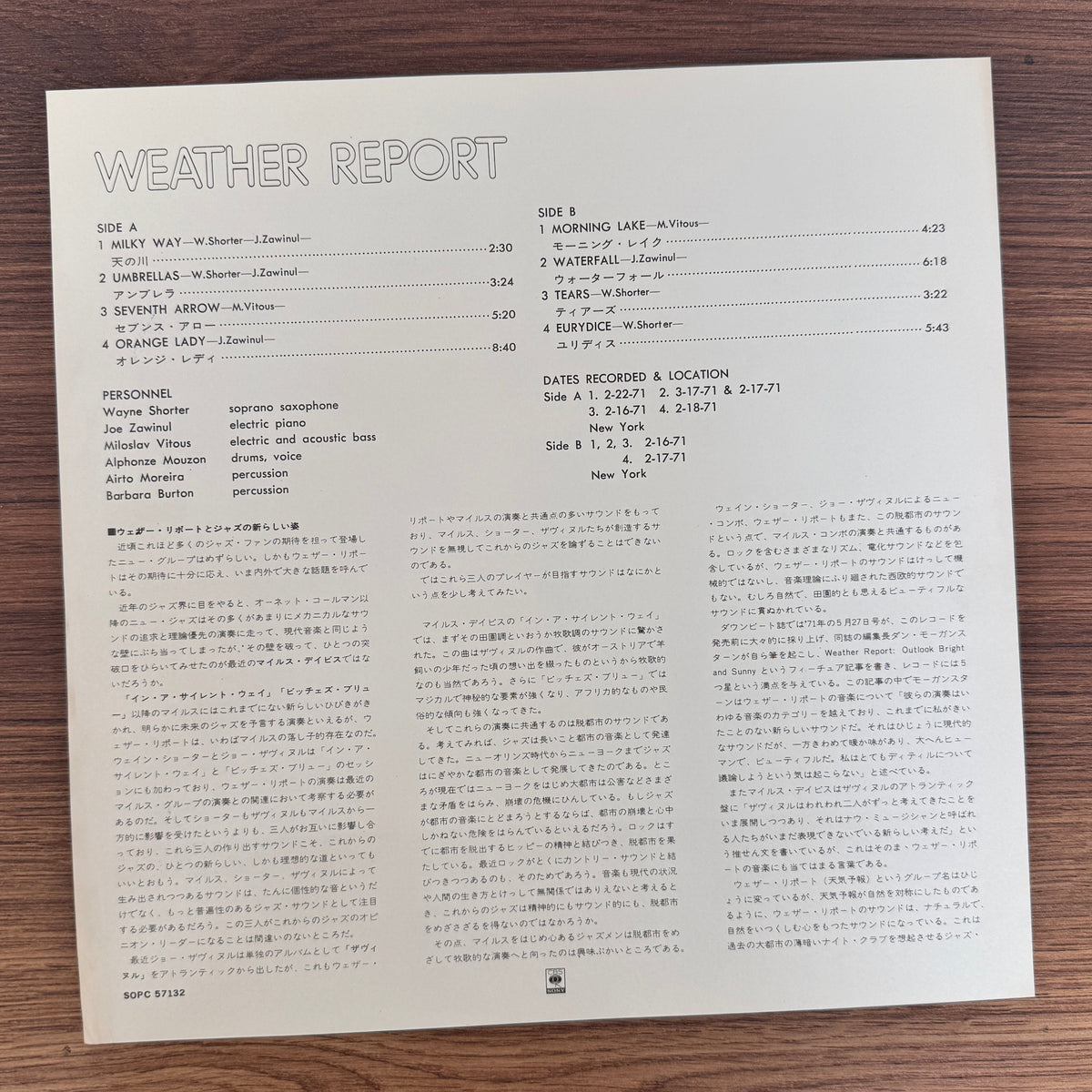 Weather Report – Weather Report Japan Vinyl