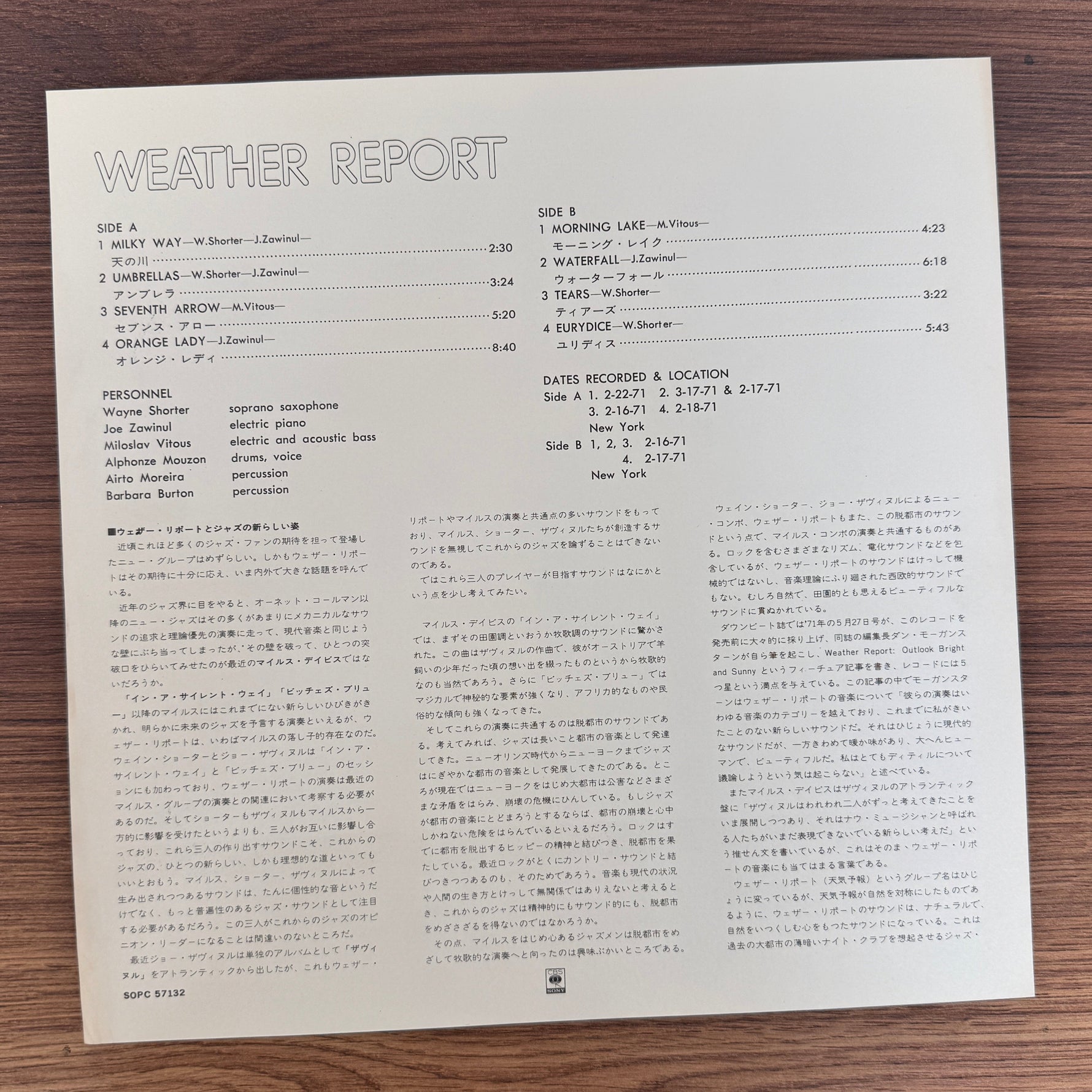 Weather Report – Weather Report Japan Vinyl