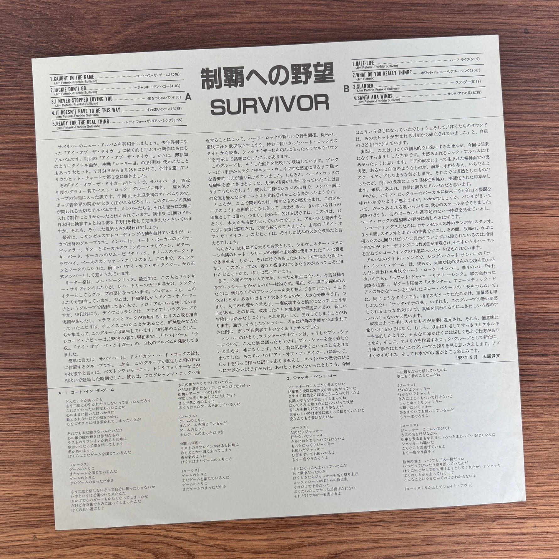Survivor – Caught In The Game Japan Vinyl