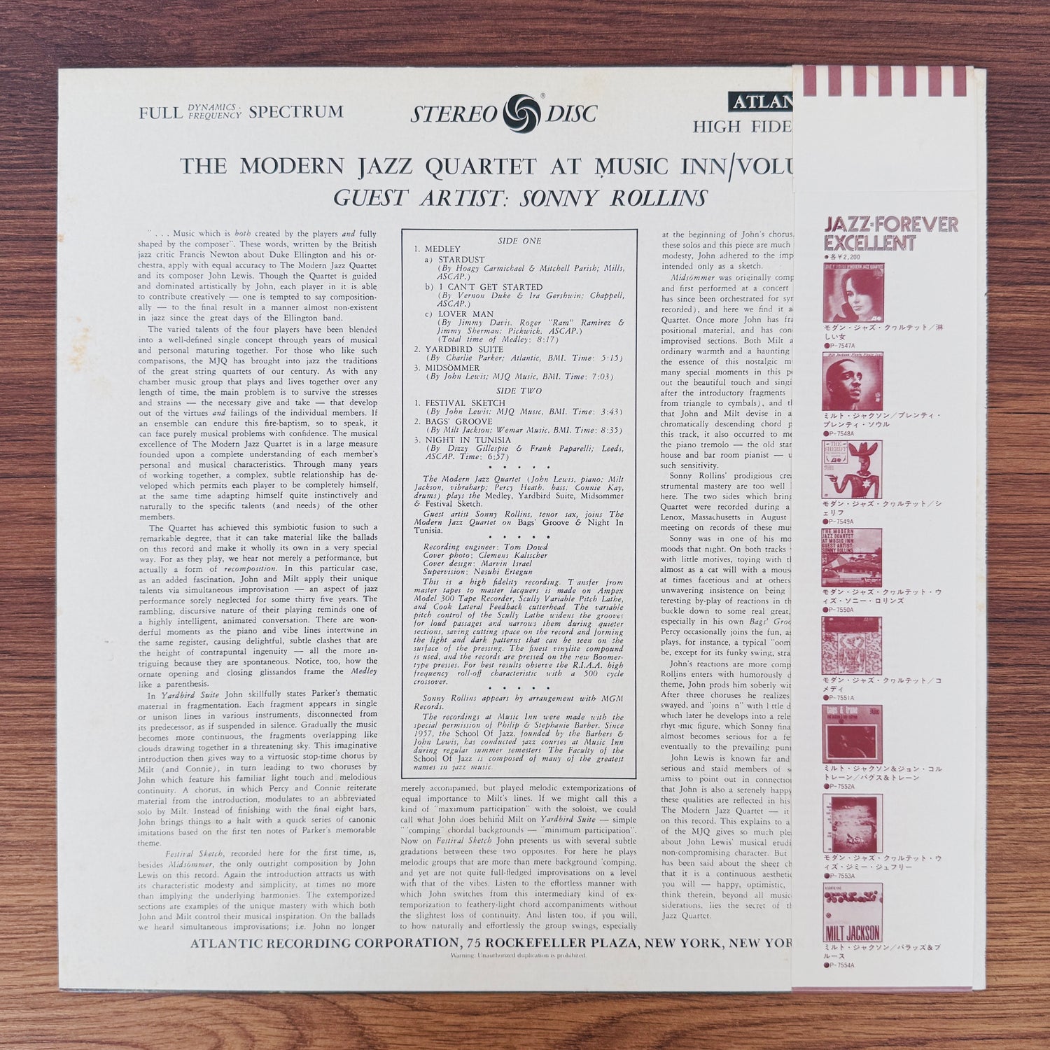 The Modern Jazz Quartet Guest Artist: Sonny Rollins – The Modern Jazz Quartet At Music Inn — Volume 2