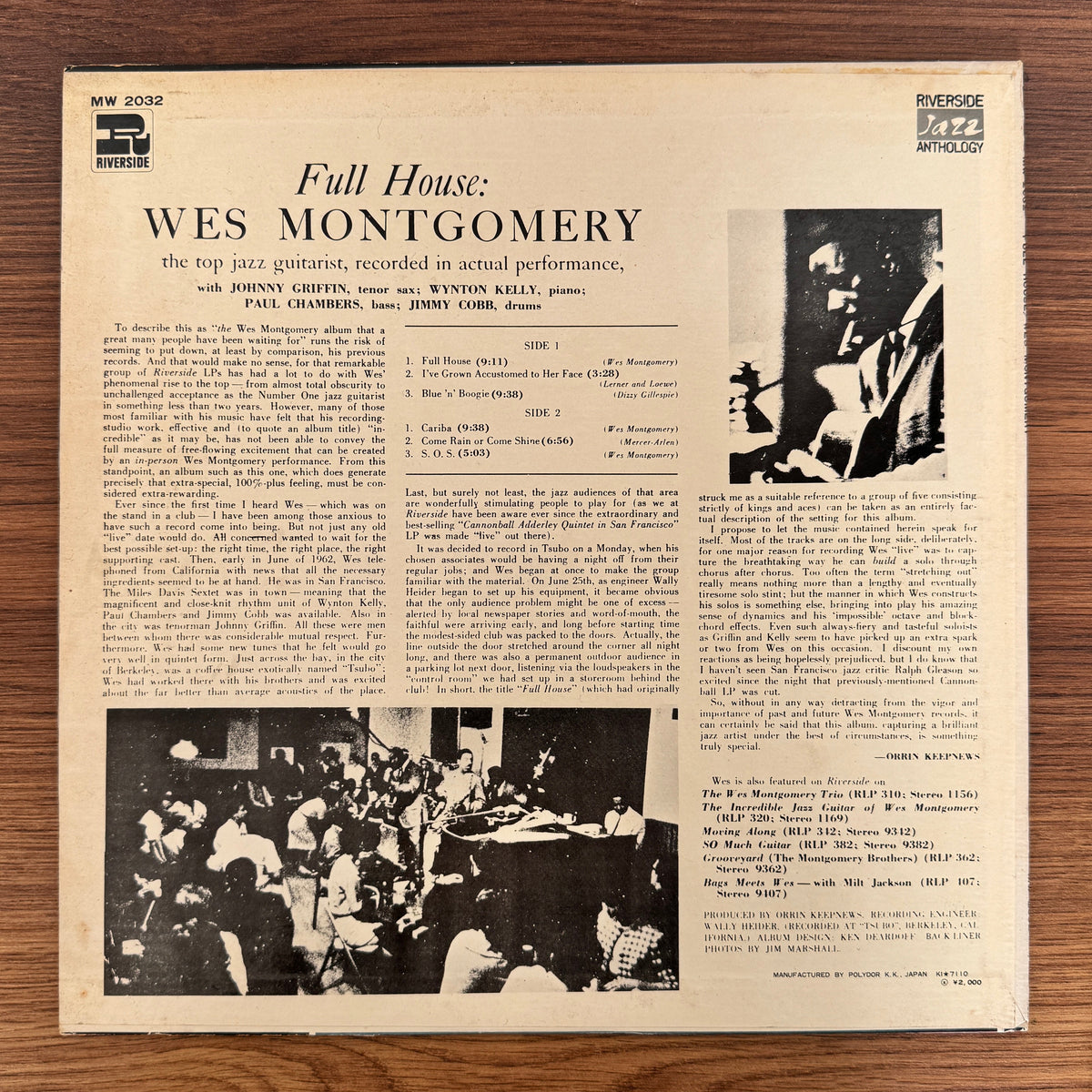 Wes Montgomery – Full House Only Japan Vinyl