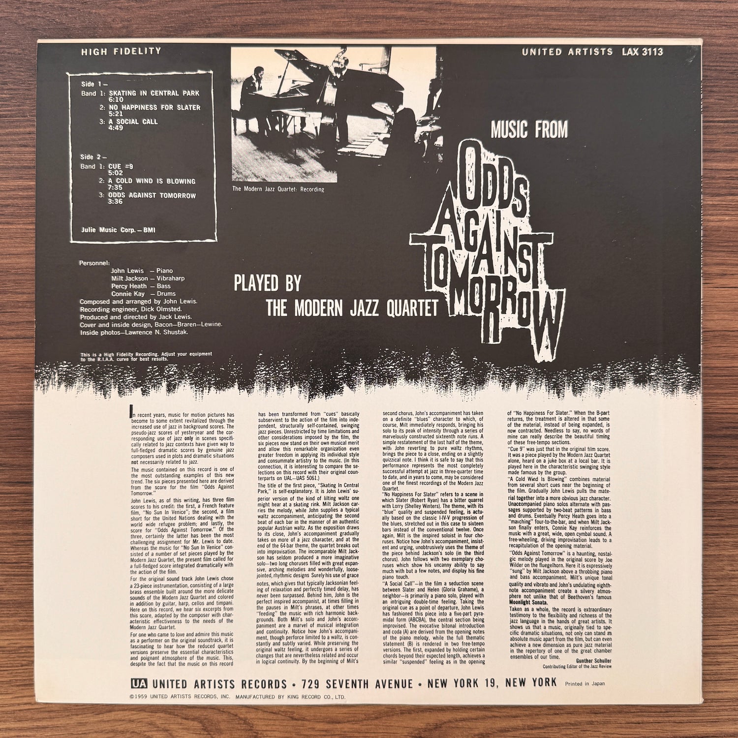 The Modern Jazz Quartet – Music From "Odds Against Tomorrow"