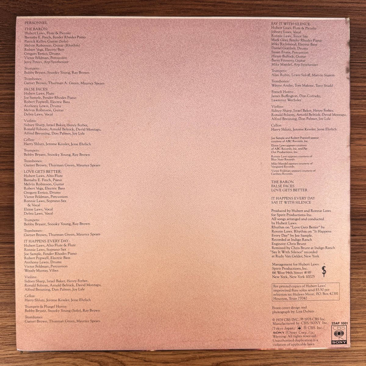 Hubert Laws – Say It With Silence Japan Vinyl