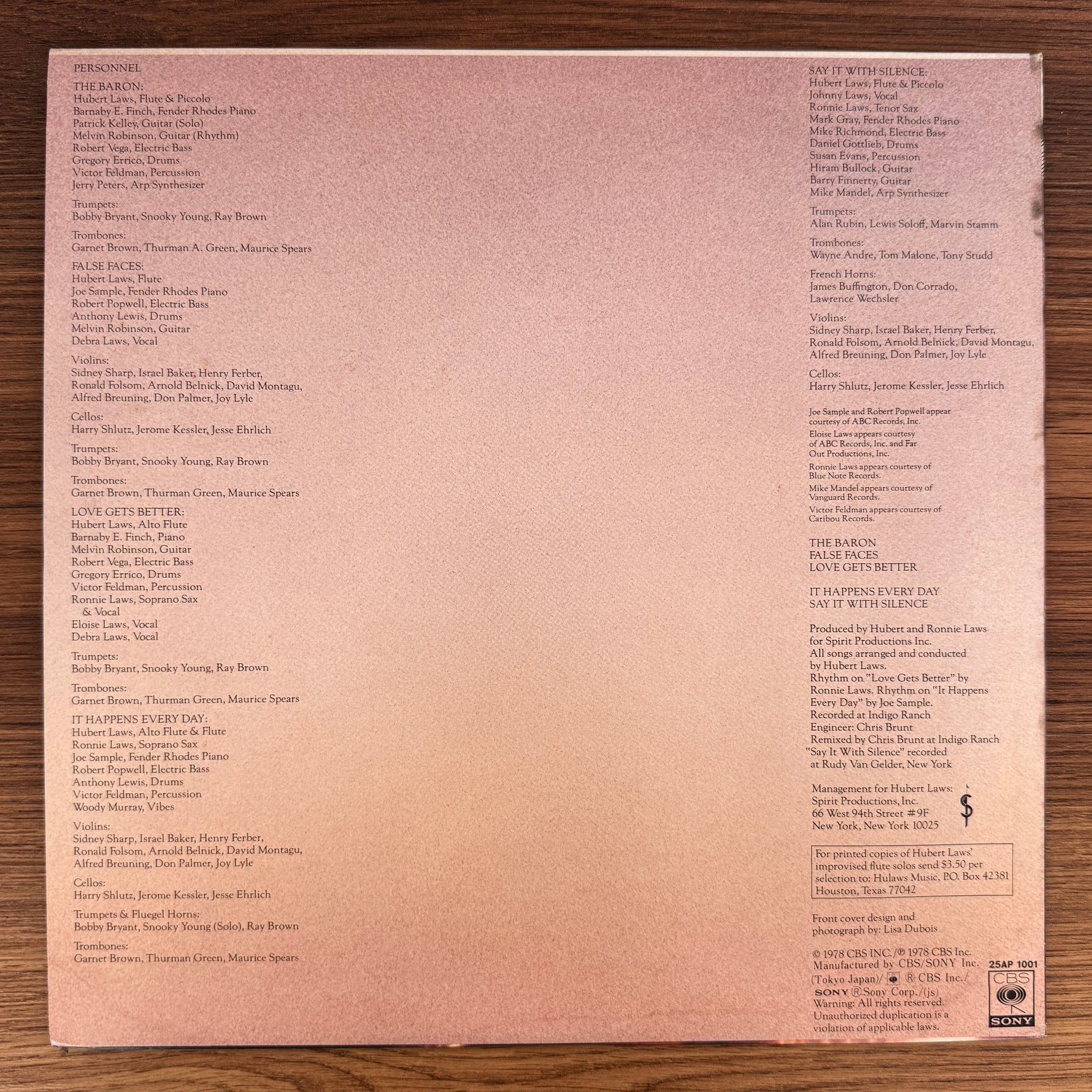 Hubert Laws – Say It With Silence Japan Vinyl