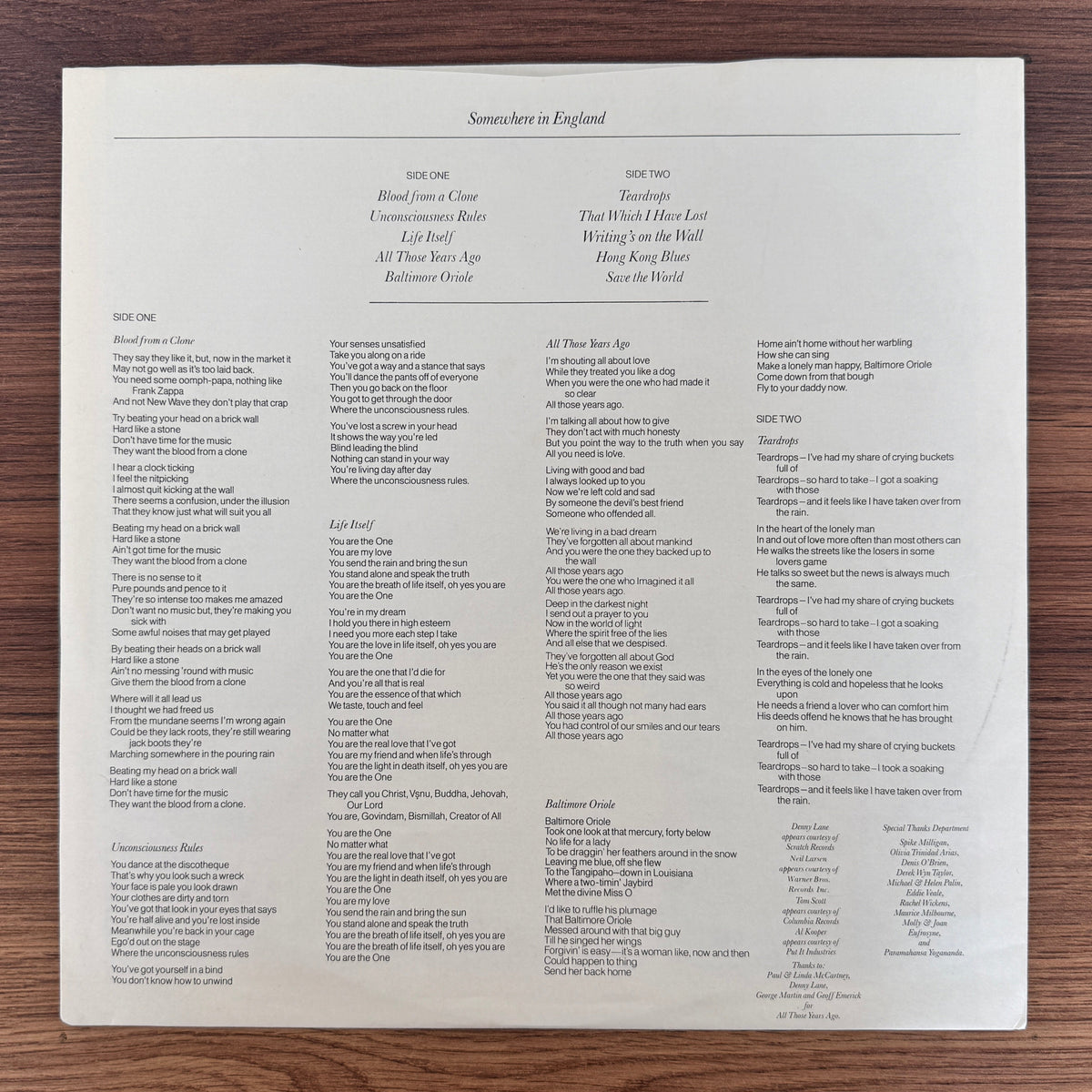 George Harrison – Somewhere In England Japan Vinyl