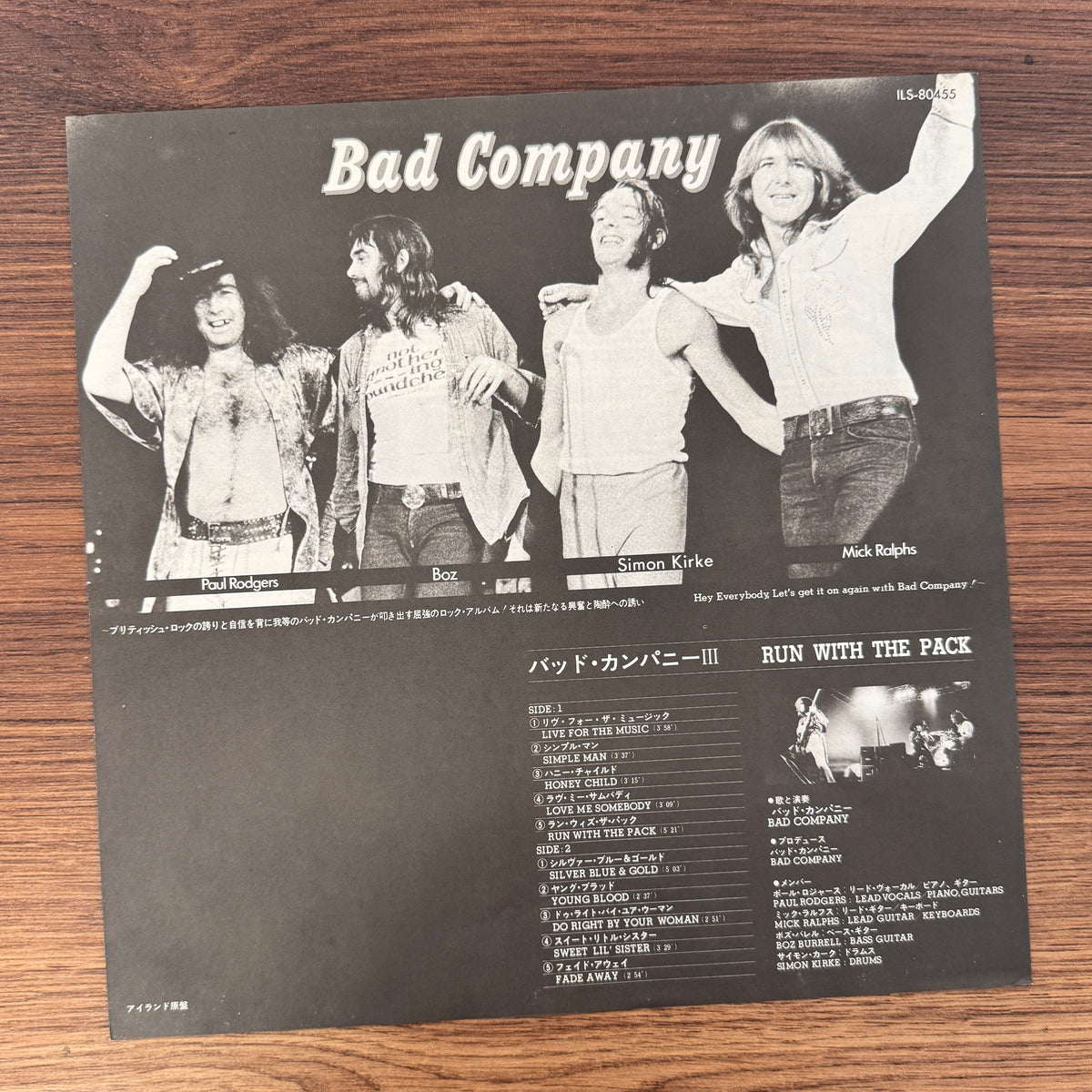 Bad Company – Run With The Pack Japan Vinyl