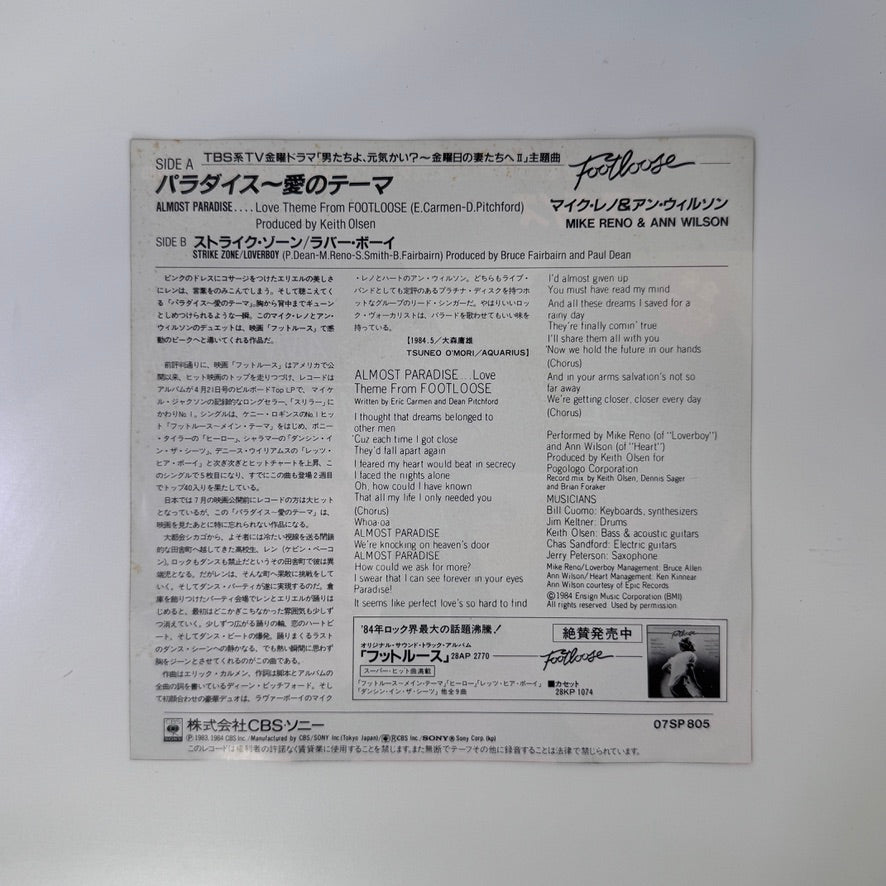 Mike Reno And Ann Wilson – Almost Paradise... (Love Theme From Footloose) / Strike Zone