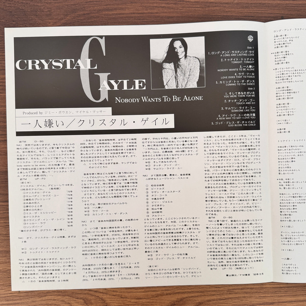 Crystal Gayle – Nobody Wants To Be Alone Japan Vinyl