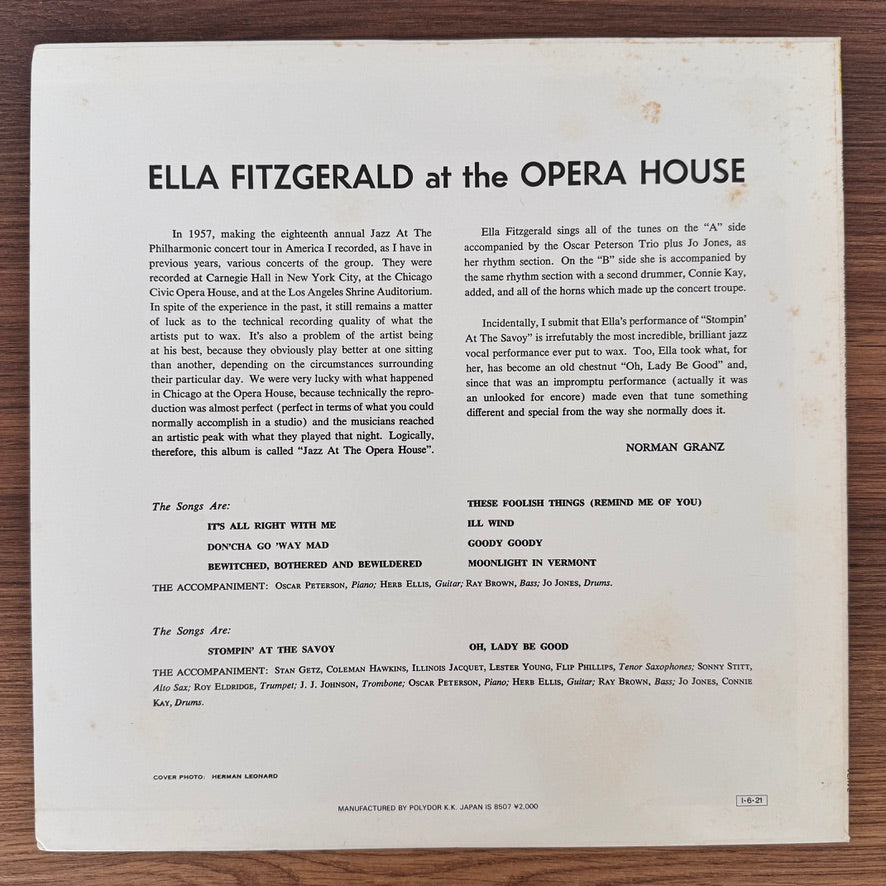 Ella Fitzgerald – Ella Fitzgerald At The Opera House Japan Vinyl