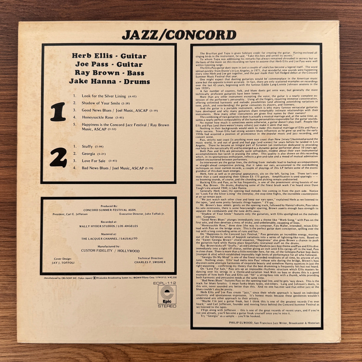Herb Ellis, Joe Pass, Ray Brown, Jake Hanna – Jazz/Concord Only Japan Vinyl