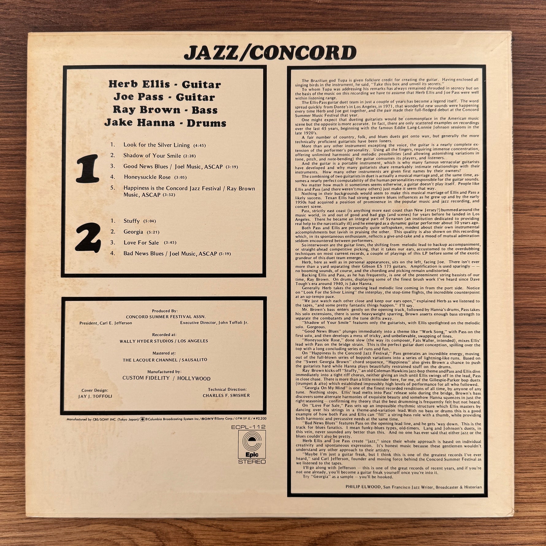 Herb Ellis, Joe Pass, Ray Brown, Jake Hanna – Jazz/Concord Only Japan Vinyl