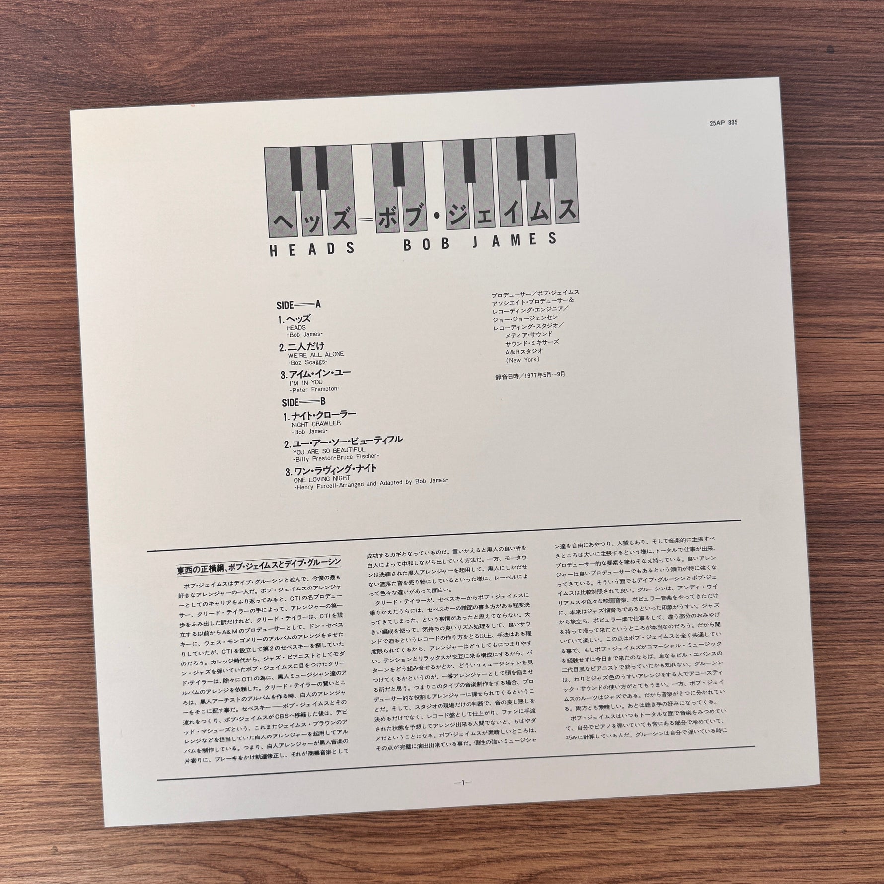Bob James – Heads Japan Vinyl