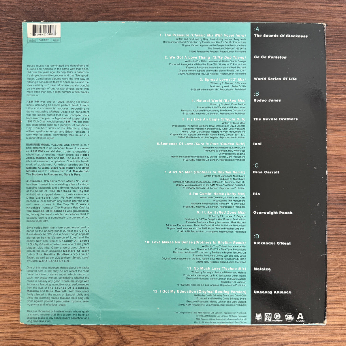 In:House Music Volume One Japan Vinyl