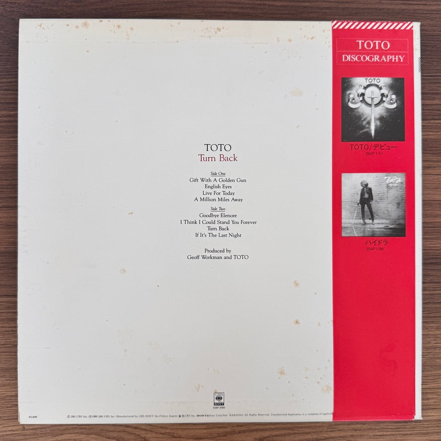 Toto – Turn Back Japan Vinyl