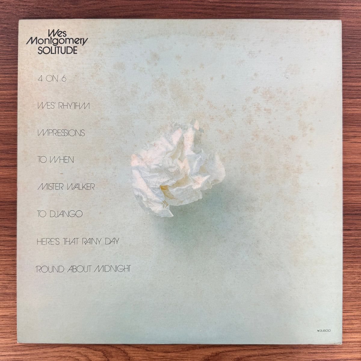 Wes Montgomery – Solitude Only Japan Vinyl