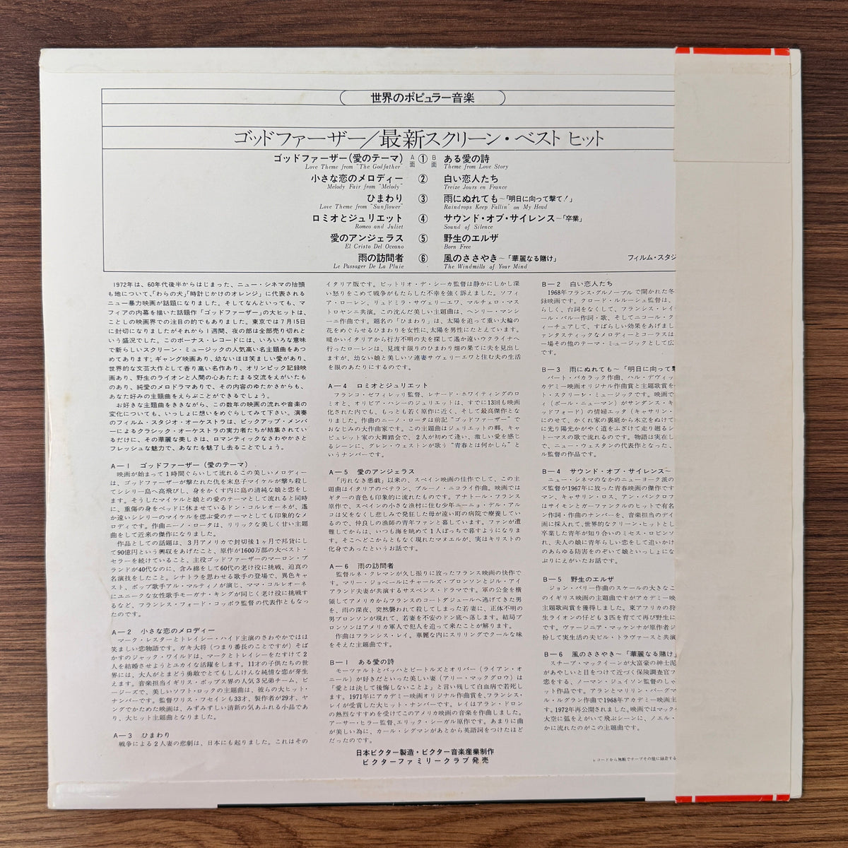 The Film Studio Orchestra – The Godfather Japan Vinyl