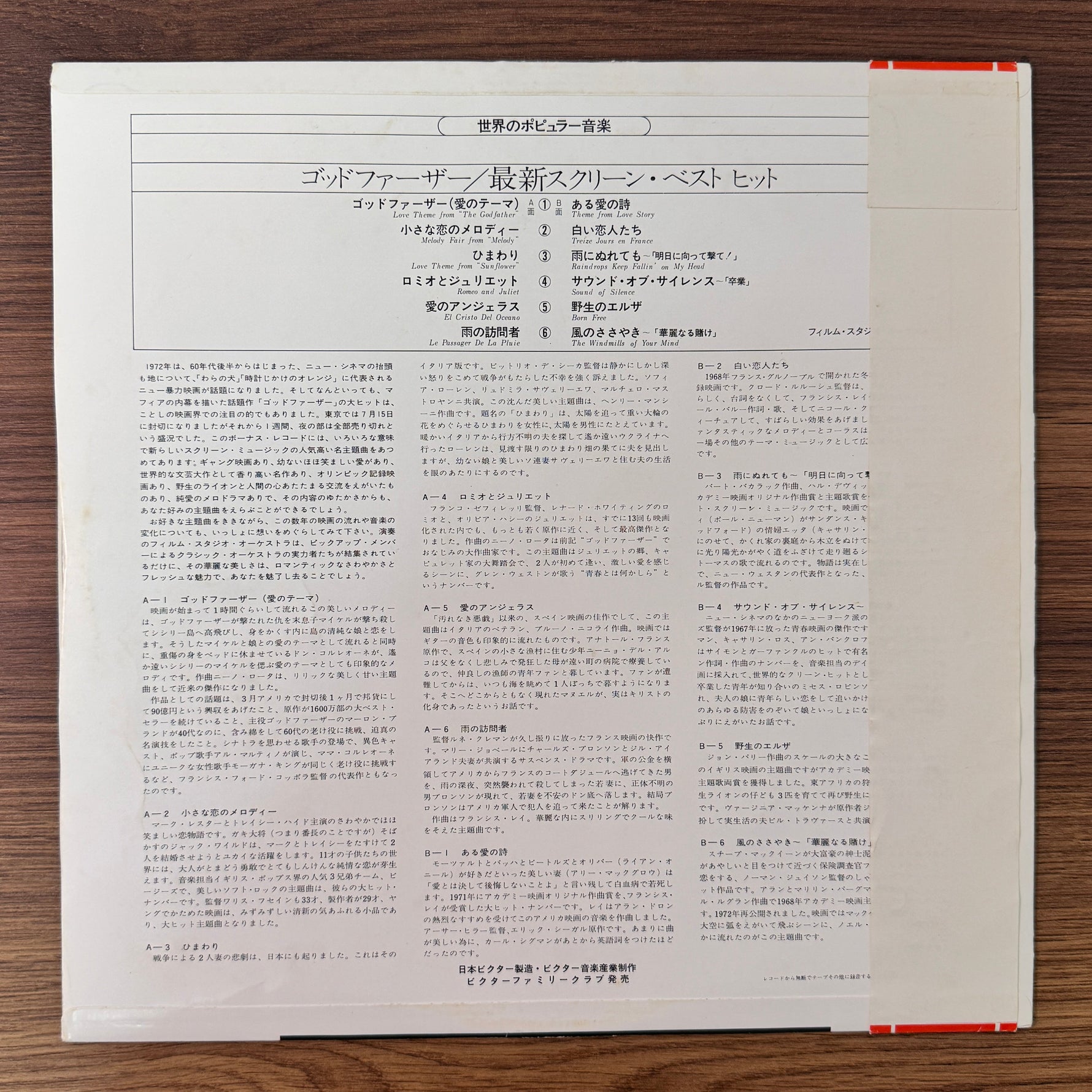 The Film Studio Orchestra – The Godfather Japan Vinyl