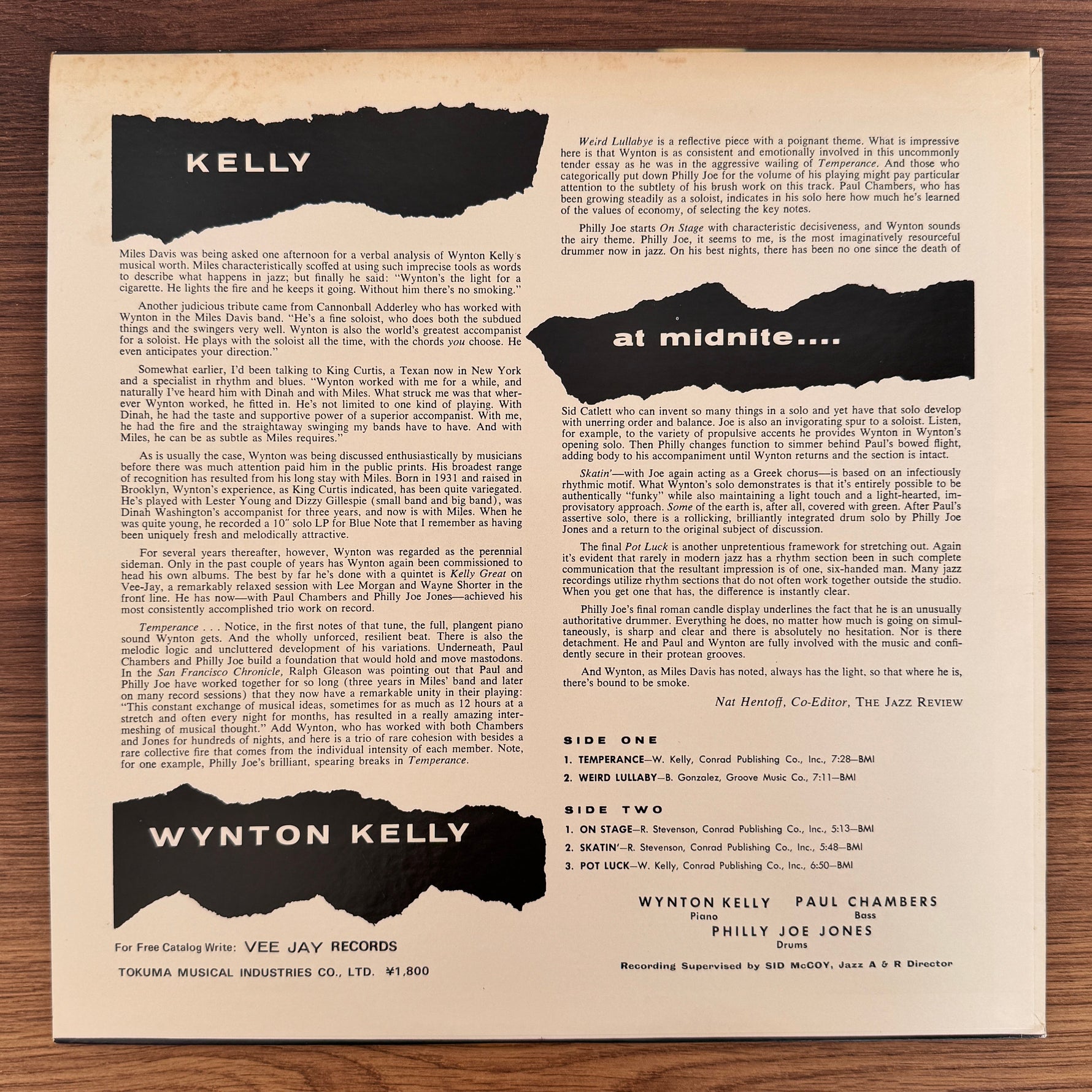 Wynton Kelly – Kelly At Midnite Japan Vinyl