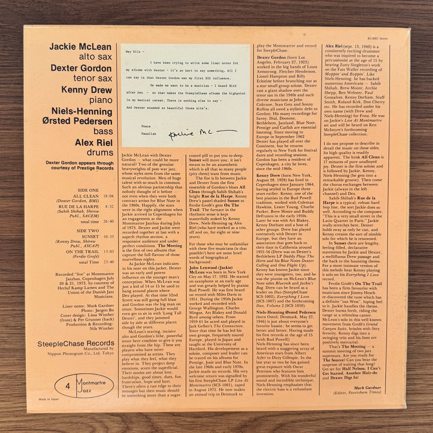 Jackie McLean Featuring Dexter Gordon – The Meeting Vol. 1
