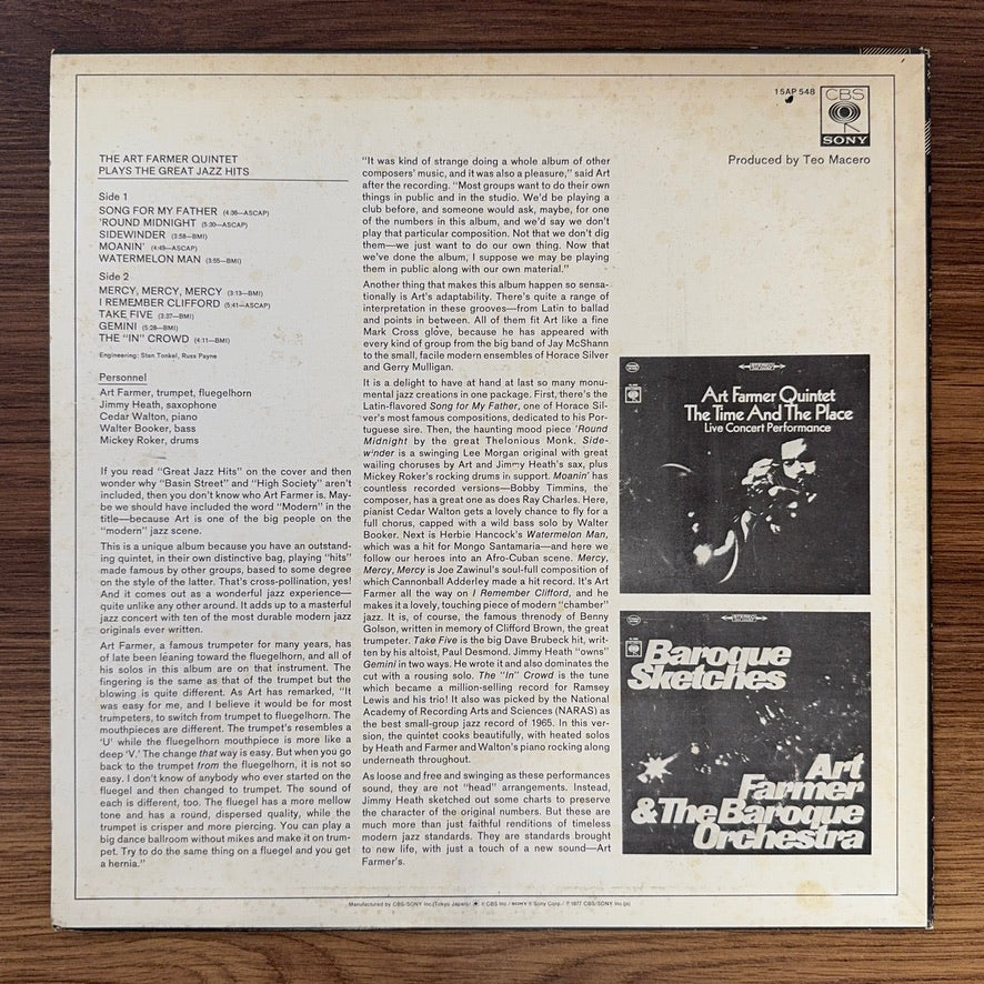 Art Farmer Quintet – The Art Farmer Quintet Plays The Great Jazz Hits