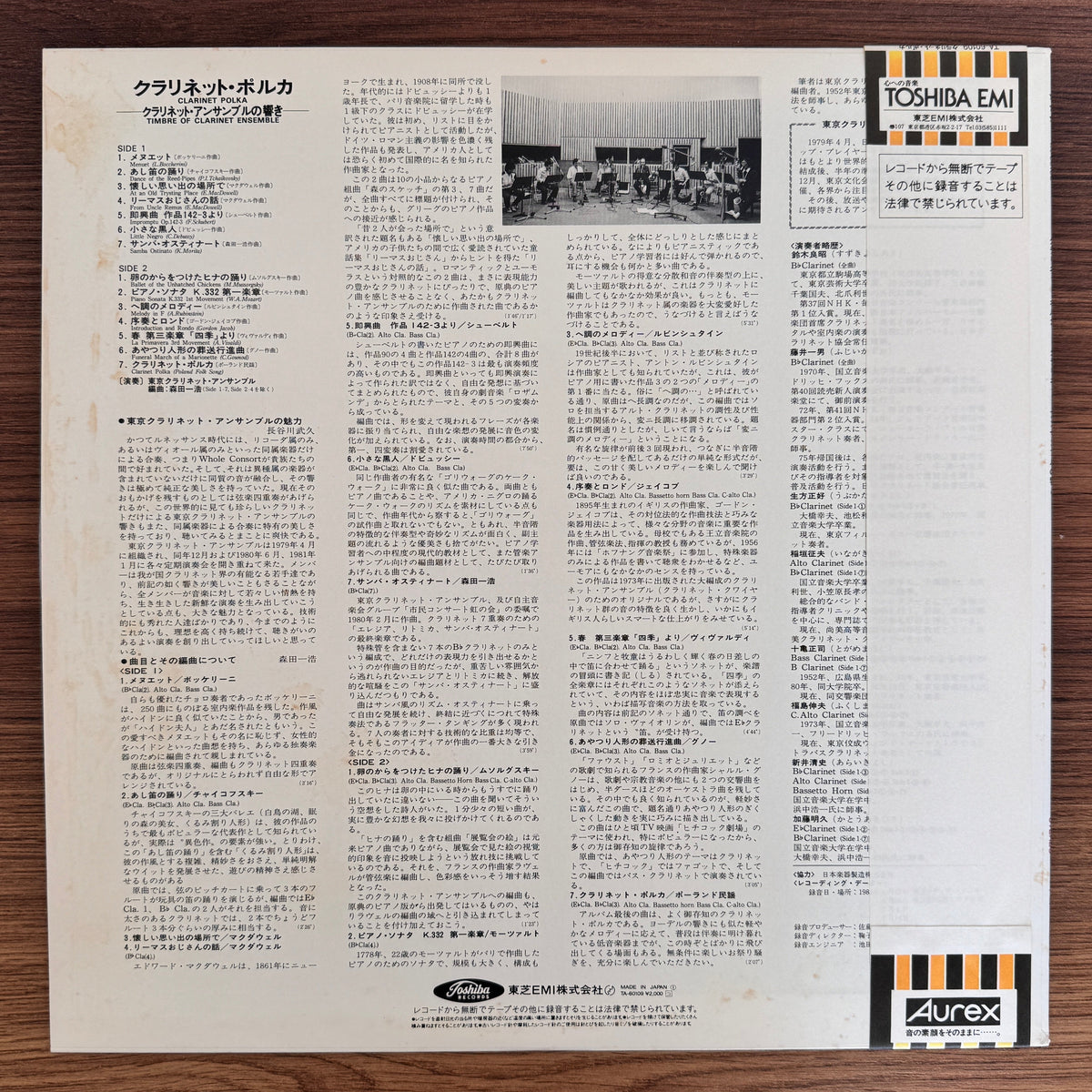 Tokyo Clarinet Ensemble – Clarinet Polka Timbre of Clarinet Ensemble Japan Vinyl