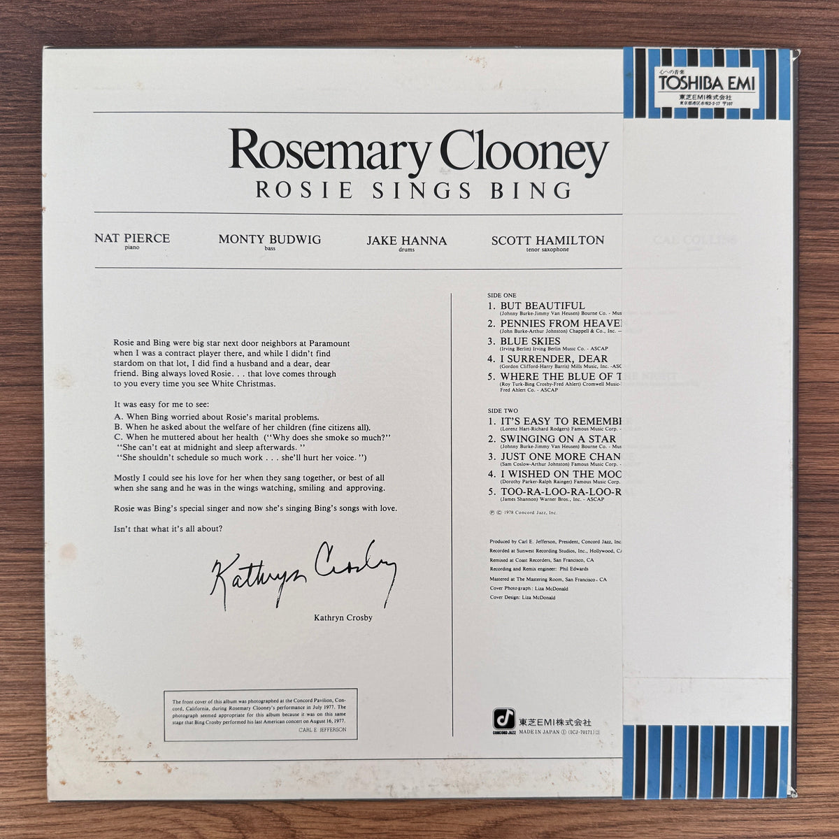 Rosemary Clooney – Rosie Sings Bing Japan Vinyl