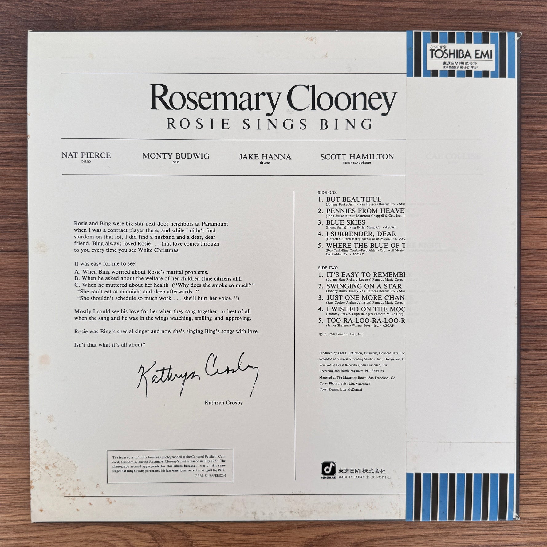 Rosemary Clooney – Rosie Sings Bing Japan Vinyl