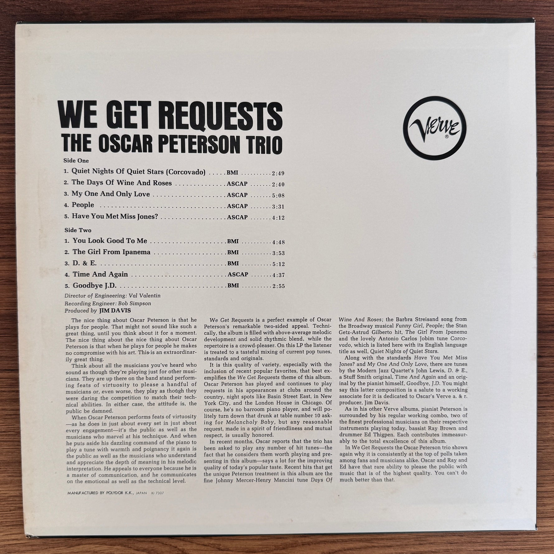 The Oscar Peterson Trio – We Get Requests Japan Vinyl