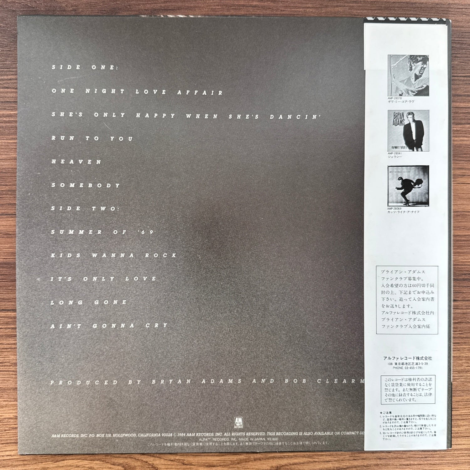 Bryan Adams – Reckless Japan Vinyl