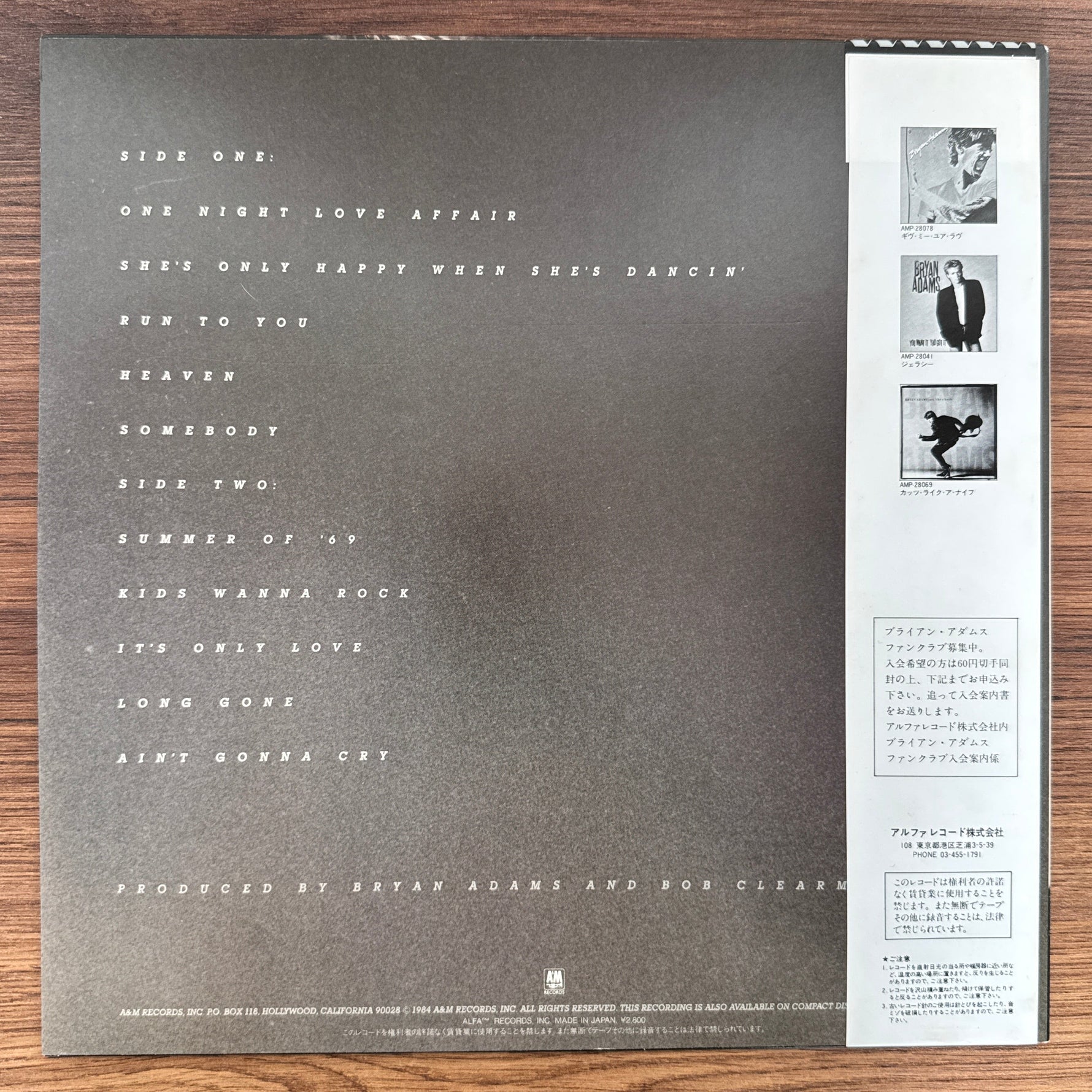 Bryan Adams – Reckless Japan Vinyl