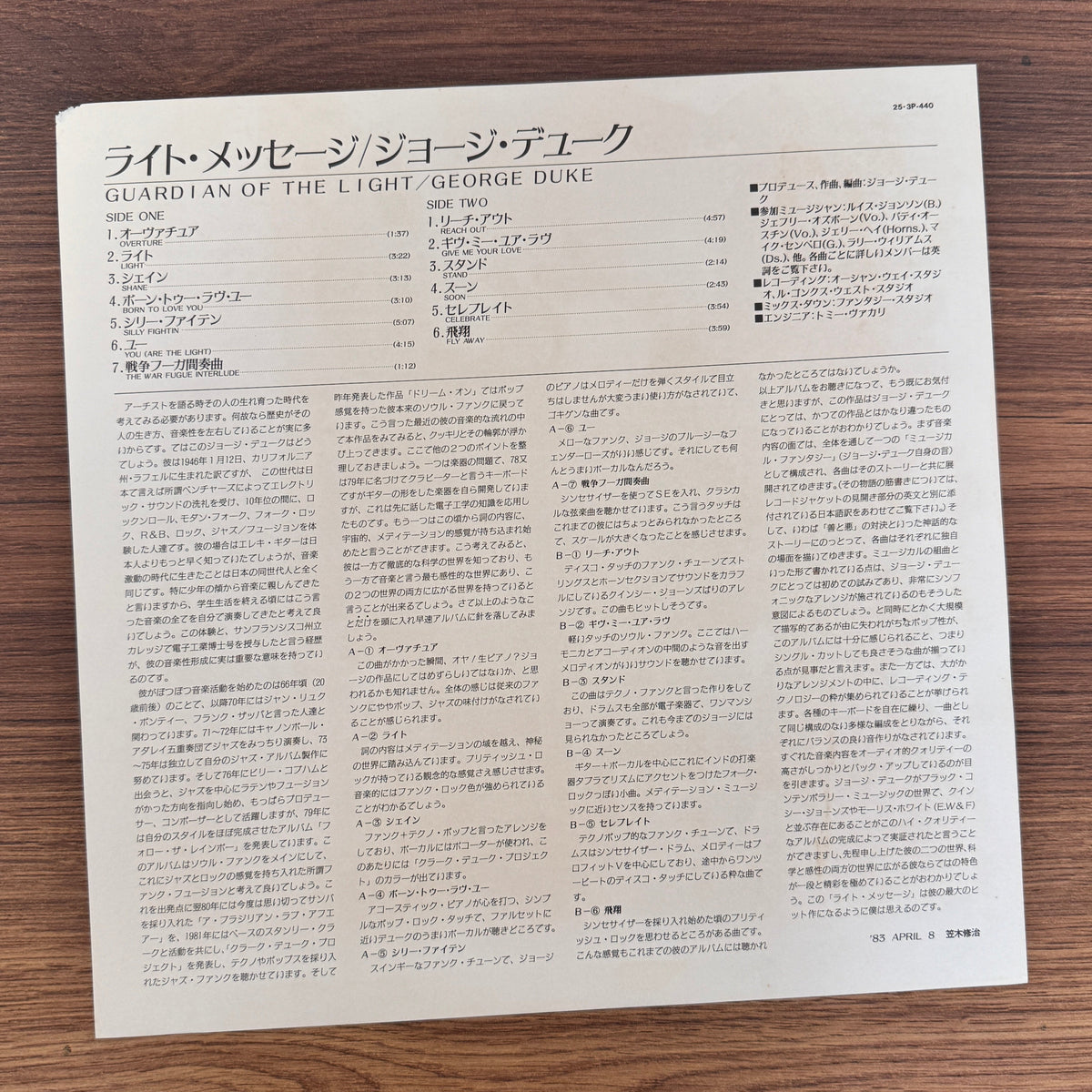 George Duke – Guardian Of The Light Japan Vinyl
