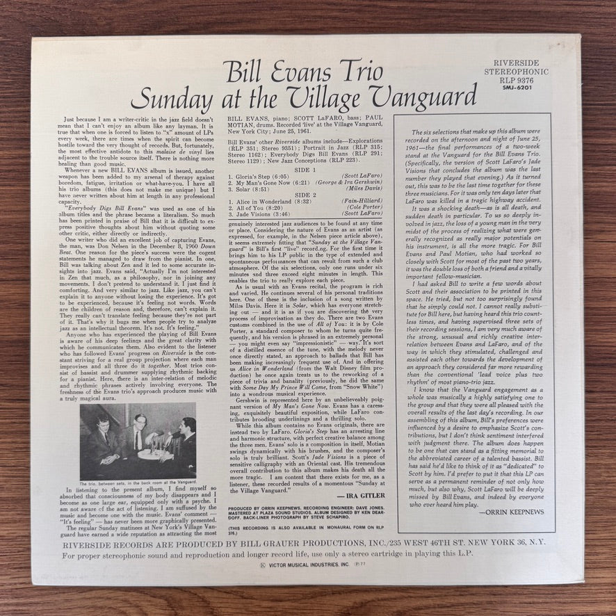 Bill Evans Trio & Scott La Faro – Sunday At The Village Vanguard