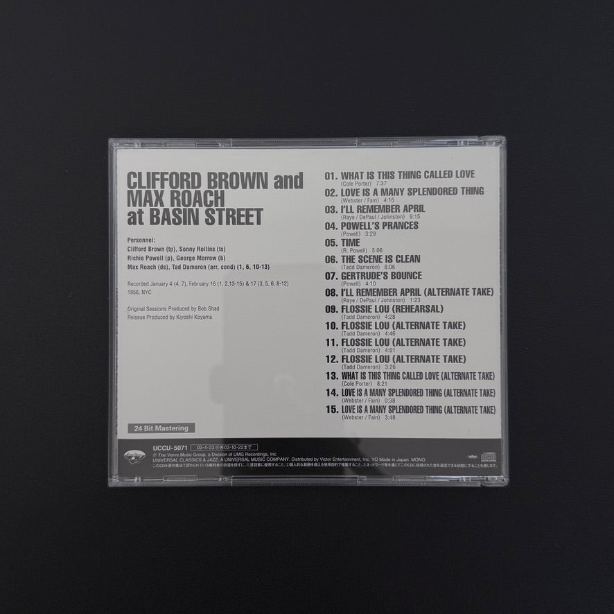 Clifford Brown & Max Roach At – Basin Street CD